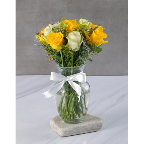 Radiant Rainbow Rose Arrangement
