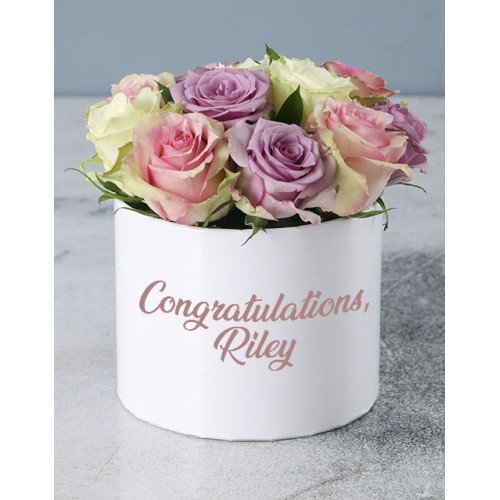 Charming Congratulations Rose Hat Box