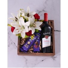 Vibrant Rose And Lily Wooden Crate