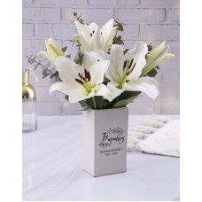 Personalised Lavish Lilies In Vase