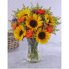 Dusky Sunset Flowers In Vase