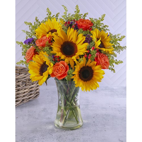 Dusky Sunset Flowers In Vase