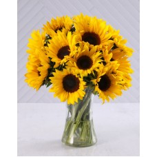 Smiling Sunflowers In Vase