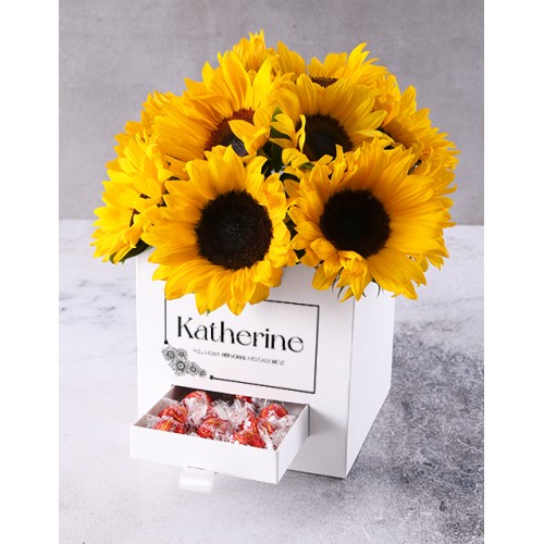 Shiny Sunflowers In Surprise Box