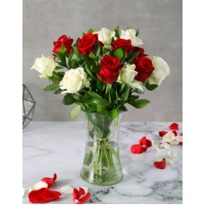 Romantic Red And White Rose Arrangement (12 Roses)