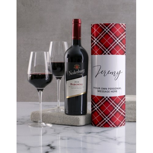 Personalised Classic Tartan Wine Tube (Nederburg)