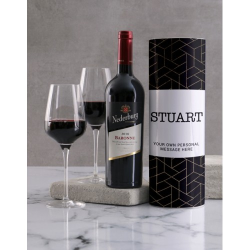 Personalised Geometric Gold Wine Tube (Nederburg)
