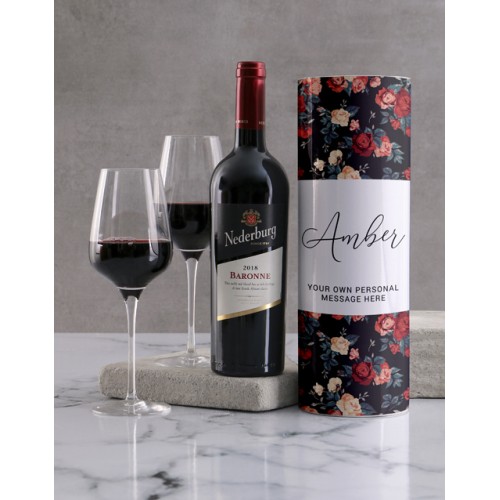 Personalised Vintage Rose Wine Tube (Nederburg)