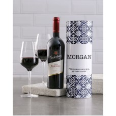 Personalised Blue Azulejo Wine Tube (Nederburg)