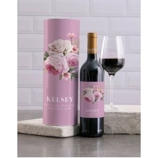 Personalised Pink Floral Wine And Tube Gift (Babylon)