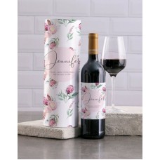 Personalised Watercolour Protea Wine And Tube Gift (Babylon)