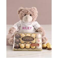 Personalised Embroider Teddy And Chocolate Hamper