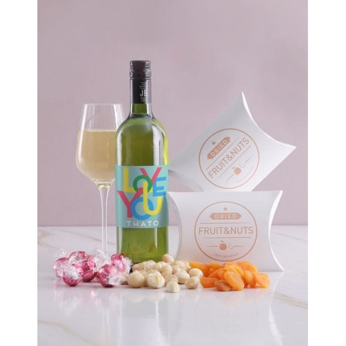 Personalised Love You Wine and Snack Hamper
