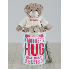 Personalised Mothers Hug Teddy Tin (Nougat)
