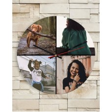 Personalised 4 Photo Collage Clock (Wine)