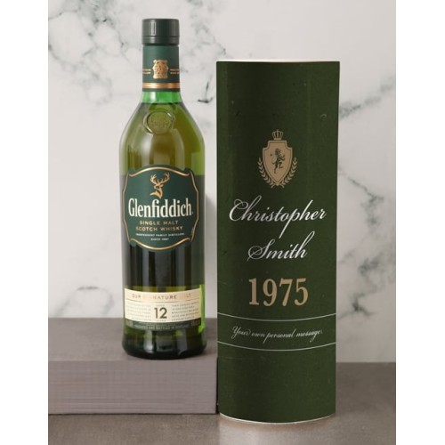 Personalised Glenfiddich Whisky Crest Tube (12 YR)