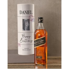 Personalised Johnnie Walker Vintage Photo Tube (Red)