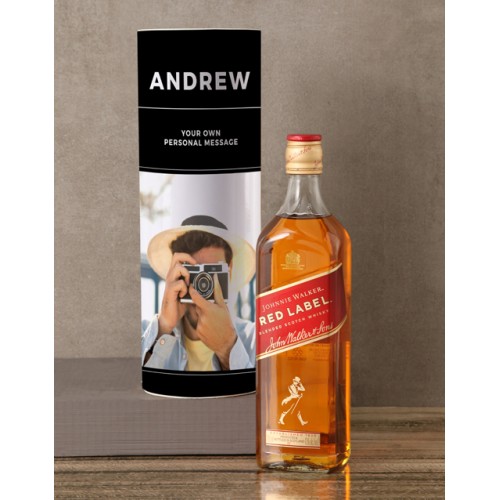 Personalised Johnnie Walker Whisky Photo Tube (Red)
