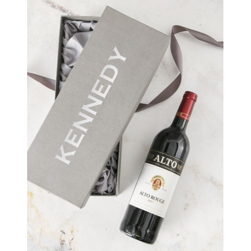 Personalised Grey Gift Box With Wine (spier)