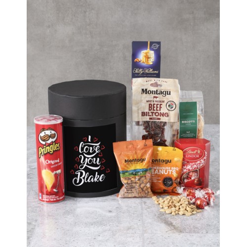 Personalised I love You Black Snack Box