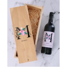 Personalised Rose Initial Wine Crate