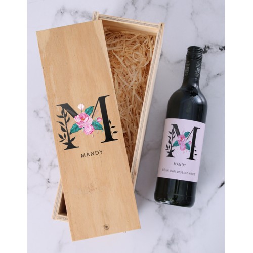 Personalised Rose Initial Wine Crate