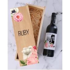 Personalised Peony Photo Wine Crate
