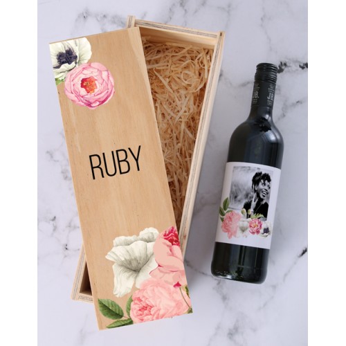 Personalised Peony Photo Wine Crate
