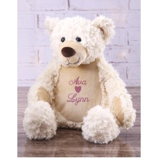 Personalised Heart Embroidered Cream Teddy (BALLOON)