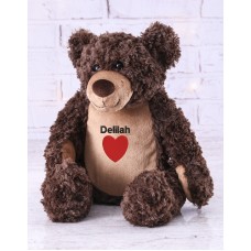 Personalised Heart Embroidered Brown Teddy (BALLOON)