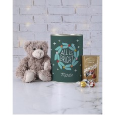 Personalised Kids Santa Teddy Tin (CHOC)
