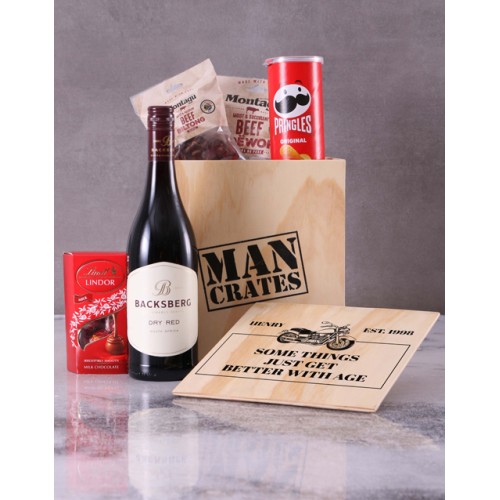 Personalised Man Crate With Name And Year (MEDIUM)