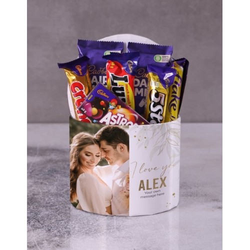 Personalised Love Chocs In Gold Hat Box (STANDARD)