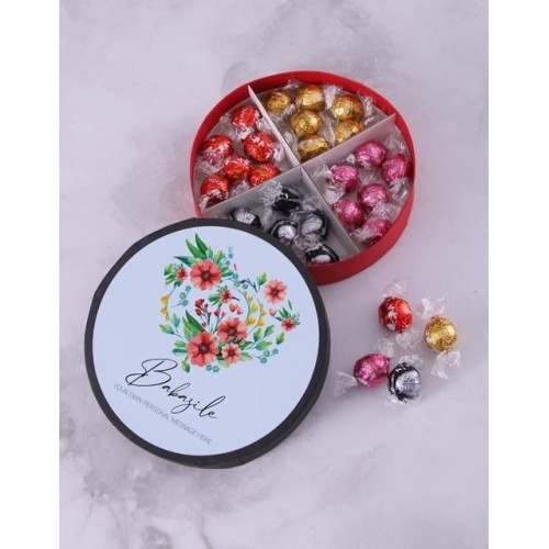 Personalised Floral Heart Chocs Wheel Box (STANDARD)