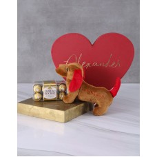 Personalised Dachshund Treats Heart Box (FERRERO)