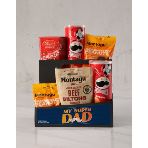 Personalised Super Dad Moustache Snack Crate (WINE)