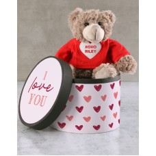 Personalised Love Cream Teddy Hat Box (STANDARD)