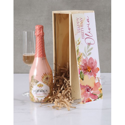 Personalised Bubbly Floral Crate (SPARKLING)