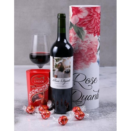 Personalised Floral Merlot Tube