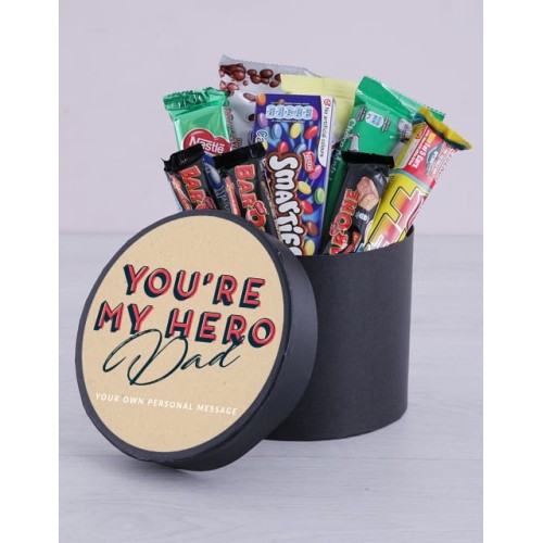 Personalised My Hero Chocolate Hat Box (Standard)