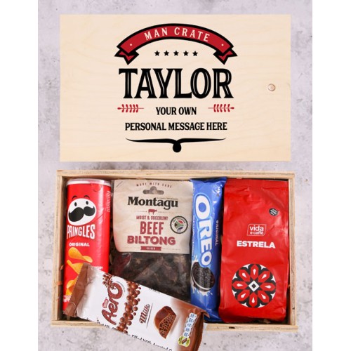 Personalised Vintage Man Crate (Snacks)