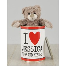 Personalised Love Cuddles Teddy Tin (Standard)