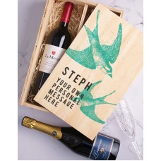 Personalised Swallow Printed Wine Duo Crate