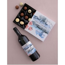 Personalised Thank You Mom Choc and Wine Combo