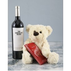 Cream Teddy and Chocolate Block Hamper (Crate)