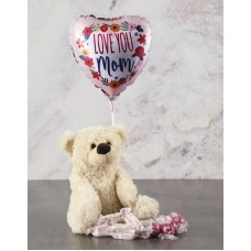Mothers Day Cream Teddy And Balloon Hamper (Large)