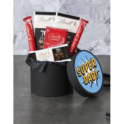 Lindt Hat Box With Super Dad Label (STANDARD)