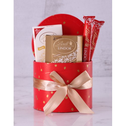 Luscious Red Lindt Chocolate Hat Box (Standard)