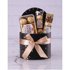 Deluxe Gold Dot Chocolate Hat Box (Standard)