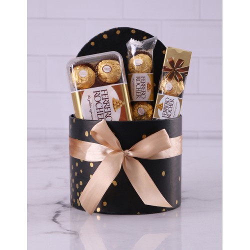 Deluxe Gold Dot Chocolate Hat Box (Standard)